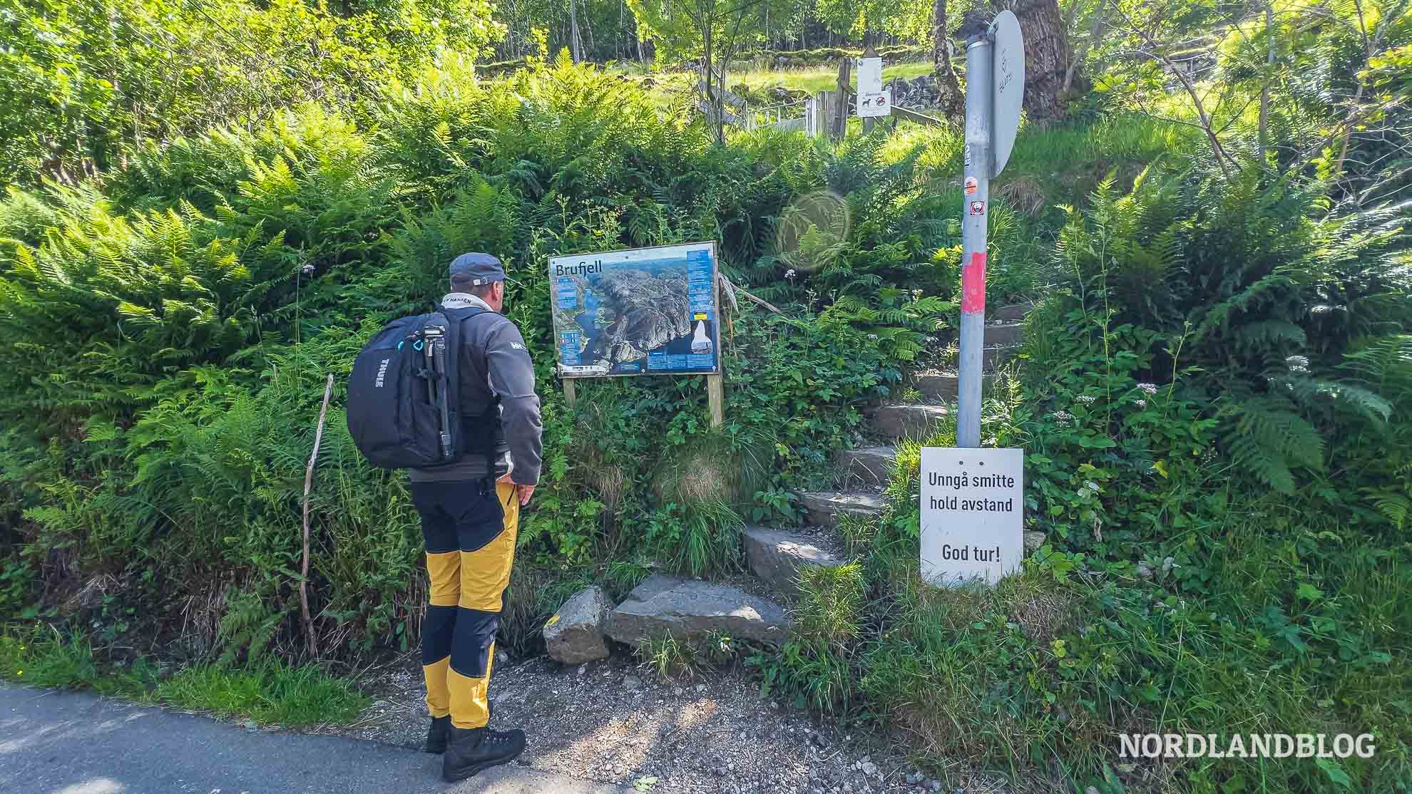 Anfang Wanderung Brufjellhalene Ana-Sira Norwegen