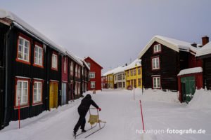 Ein Bild mit einem Schlitten der in Røros als Fortbewegungsmittel gilt.